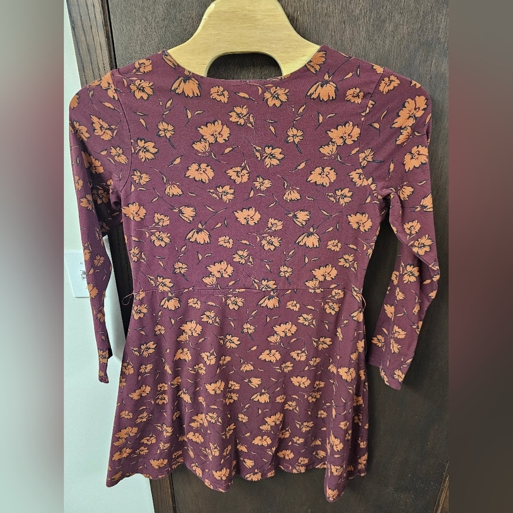 Pact Floral Dress Organic Cotton Stretch Burgundy Orange XXL Comfort Breathable - Picture 7 of 9